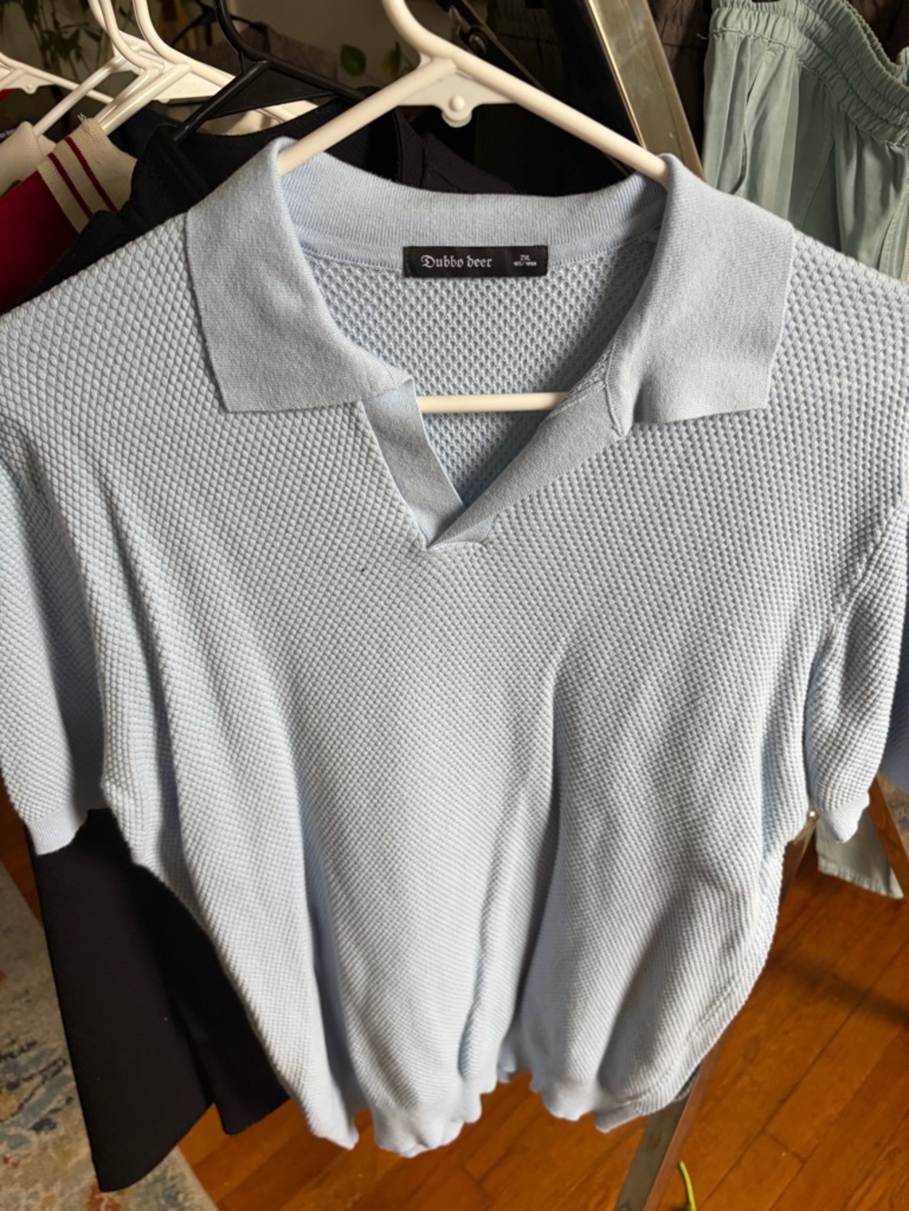 Dubbe Beer Men’s Light Blue Textured Knit Polo